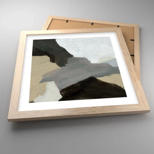Plakát v rámu světlý dub - Abstrakce: křižovatka šedi - 30x30 cm