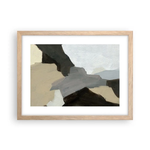 Plakát v rámu světlý dub - Abstrakce: křižovatka šedi - 40x30 cm