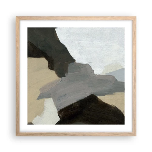 Plakát v rámu světlý dub - Abstrakce: křižovatka šedi - 50x50 cm