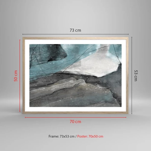 Plakát v rámu světlý dub - Abstrakce: skály a led - 70x50 cm