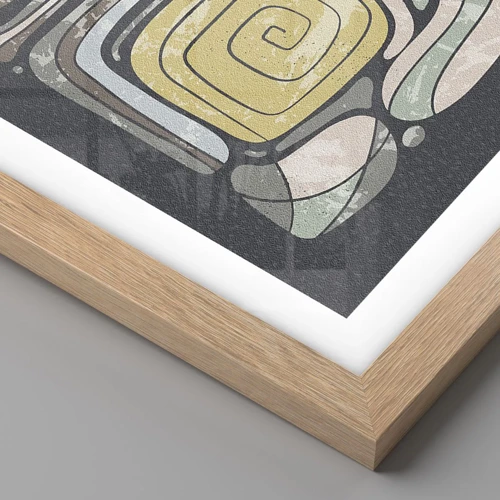 Plakát v rámu světlý dub - Abstrakce v předkolumbovském duchu - 91x61 cm