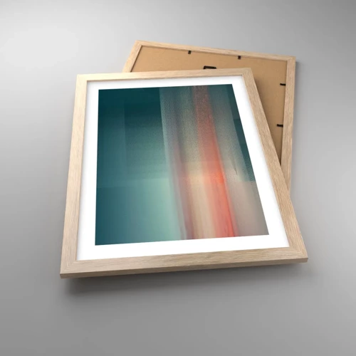 Plakát v rámu světlý dub - Abstrakce: vlny světla - 30x40 cm