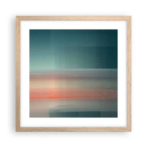 Plakát v rámu světlý dub - Abstrakce: vlny světla - 40x40 cm