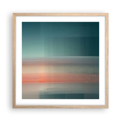 Plakát v rámu světlý dub - Abstrakce: vlny světla - 50x50 cm