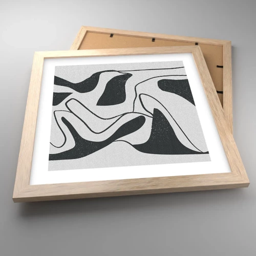Plakát v rámu světlý dub - Abstraktní hra v labyrintu - 30x30 cm
