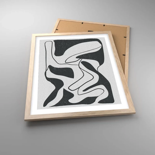 Plakát v rámu světlý dub - Abstraktní hra v labyrintu - 40x50 cm