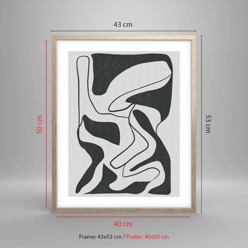 Plakát v rámu světlý dub - Abstraktní hra v labyrintu - 40x50 cm