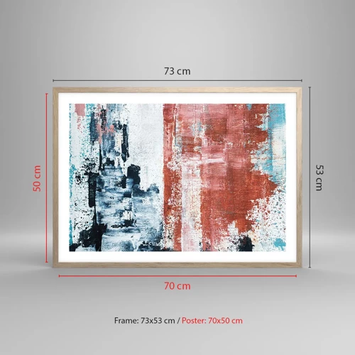 Plakát v rámu světlý dub - Abstraktní půl na půl - 70x50 cm