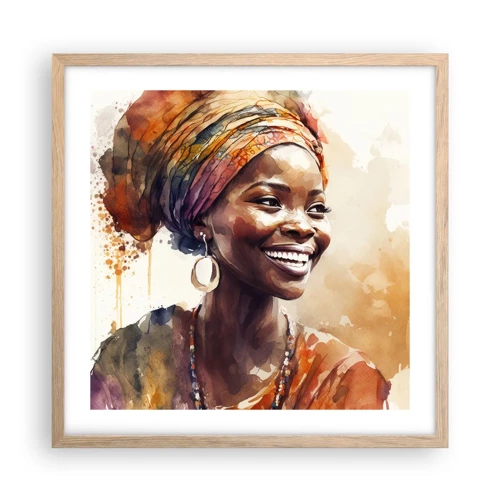 Plakát v rámu světlý dub - Africká královna - 50x50 cm