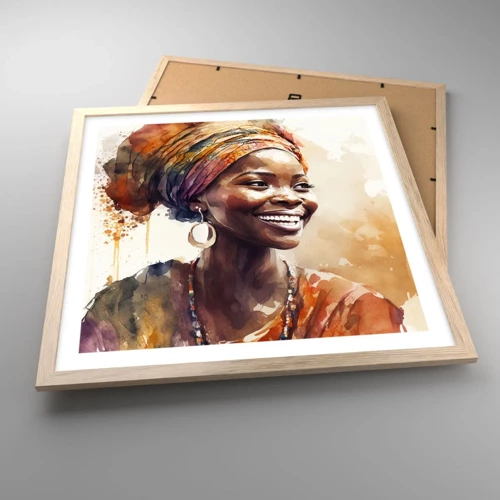 Plakát v rámu světlý dub - Africká královna - 50x50 cm