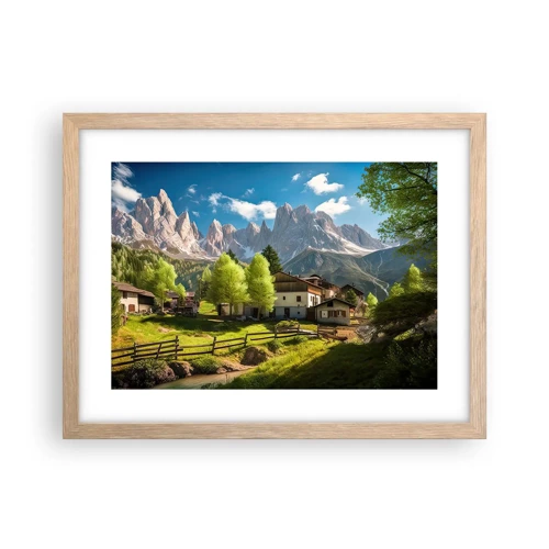 Plakát v rámu světlý dub - Alpská idyla - 40x30 cm