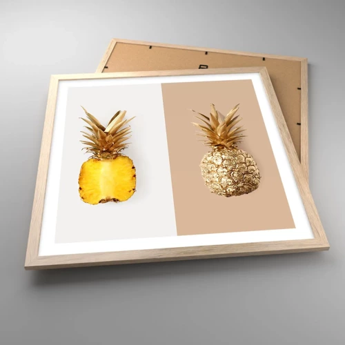 Plakát v rámu světlý dub - Ananas pro nás - 50x50 cm