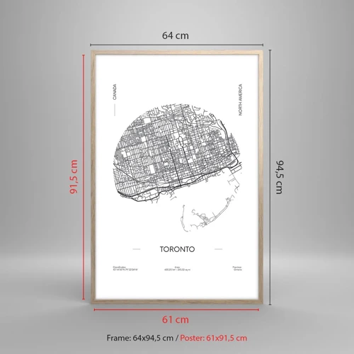 Plakát v rámu světlý dub - Anatomie Toronta - 61x91 cm