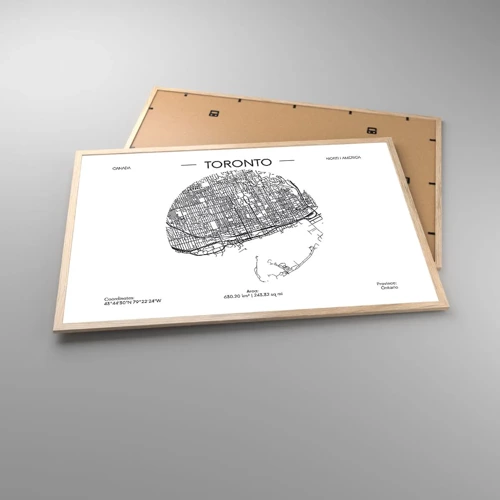 Plakát v rámu světlý dub - Anatomie Toronta - 91x61 cm