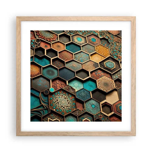 Plakát v rámu světlý dub - Arabské ornamenty – variace - 40x40 cm