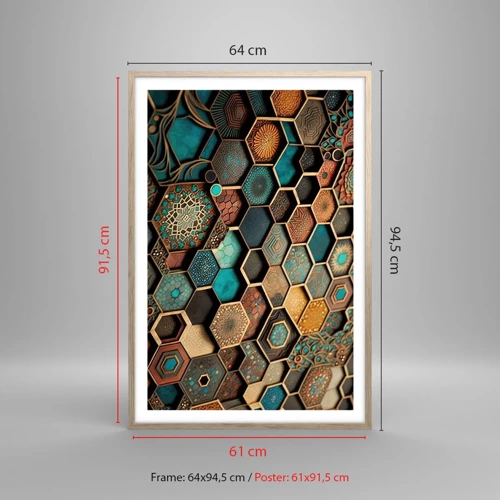 Plakát v rámu světlý dub - Arabské ornamenty – variace - 61x91 cm