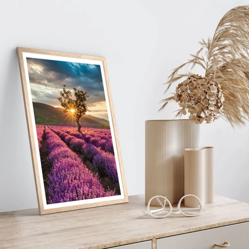 Plakát v rámu světlý dub - Aroma v barvě lila - 30x40 cm