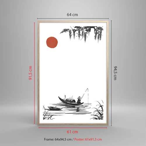 Plakát v rámu světlý dub - Asijské odpoledne - 61x91 cm