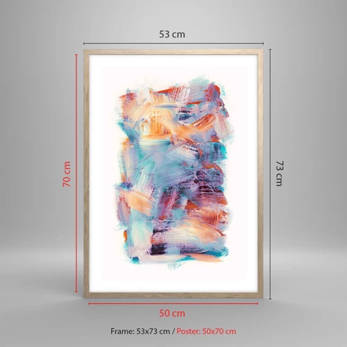 Plakát v rámu světlý dub - Barevný nepořádek - 50x70 cm