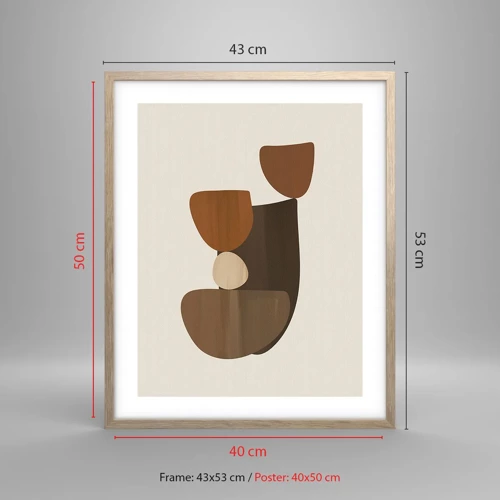 Plakát v rámu světlý dub - Bronzová kompozice - 40x50 cm