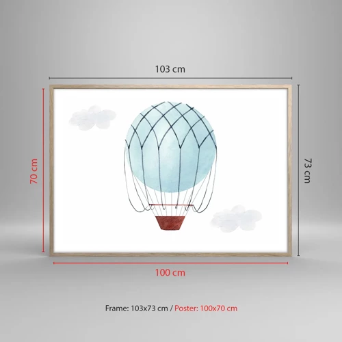 Plakát v rámu světlý dub - Celý v oblacích - 100x70 cm