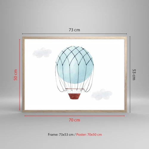Plakát v rámu světlý dub - Celý v oblacích - 70x50 cm