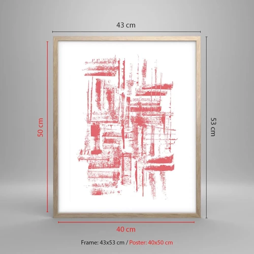 Plakát v rámu světlý dub - Červené město - 40x50 cm