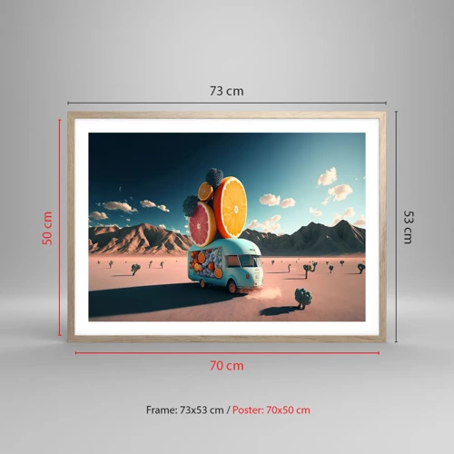 Plakát v rámu světlý dub - Chuť prázdnin - 70x50 cm