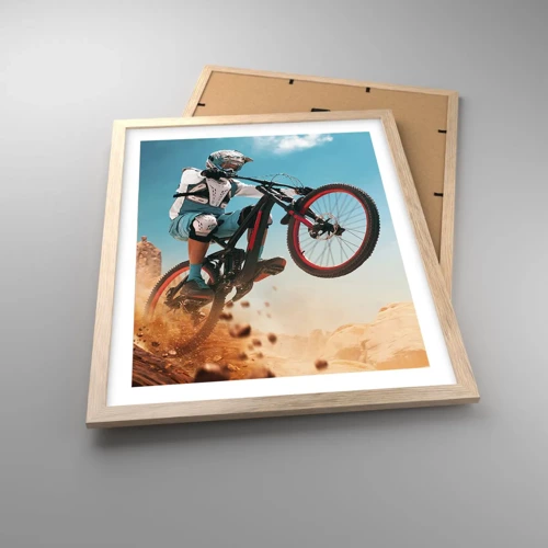Plakát v rámu světlý dub - Cyklistický démon šílenství - 40x50 cm