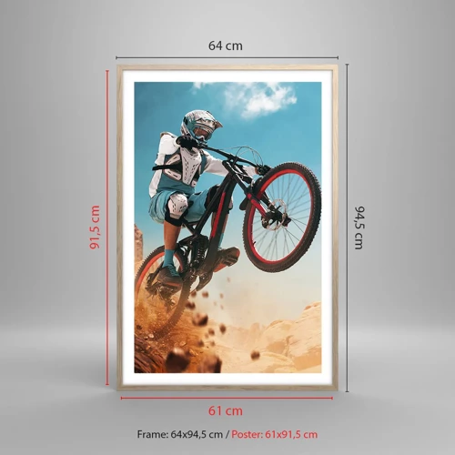 Plakát v rámu světlý dub - Cyklistický démon šílenství - 61x91 cm