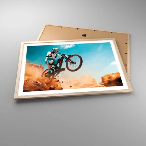 Plakát v rámu světlý dub - Cyklistický démon šílenství - 70x50 cm