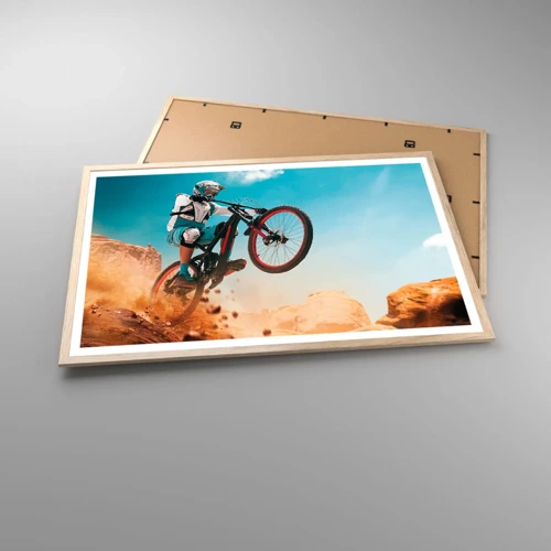 Plakát v rámu světlý dub - Cyklistický démon šílenství - 91x61 cm