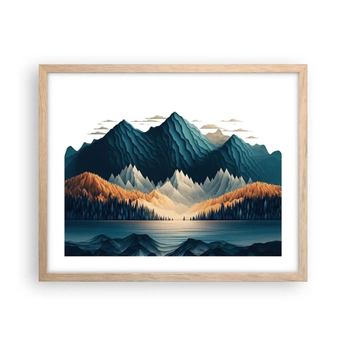 Plakát v rámu světlý dub - Dokonalá horská krajina - 50x40 cm
