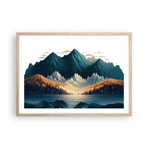 Plakát v rámu světlý dub - Dokonalá horská krajina - 70x50 cm