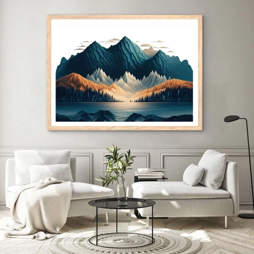 Plakát v rámu světlý dub - Dokonalá horská krajina - 70x50 cm