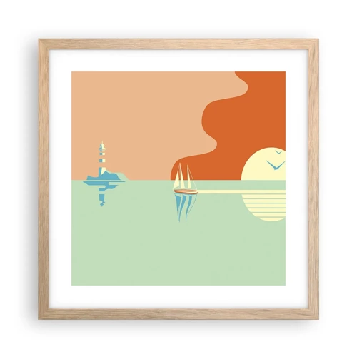 Plakát v rámu světlý dub - Dokonalá mořská krajina - 40x40 cm