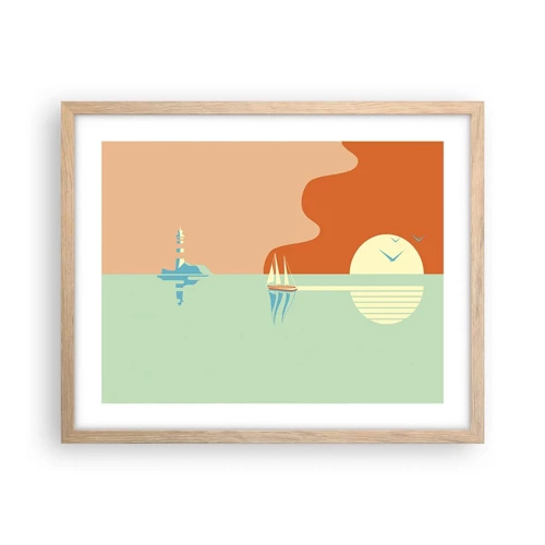 Plakát v rámu světlý dub - Dokonalá mořská krajina - 50x40 cm