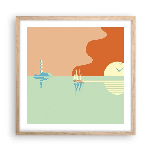 Plakát v rámu světlý dub - Dokonalá mořská krajina - 50x50 cm