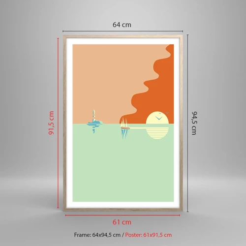 Plakát v rámu světlý dub - Dokonalá mořská krajina - 61x91 cm