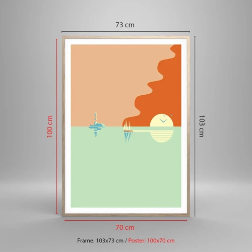 Plakát v rámu světlý dub - Dokonalá mořská krajina - 70x100 cm