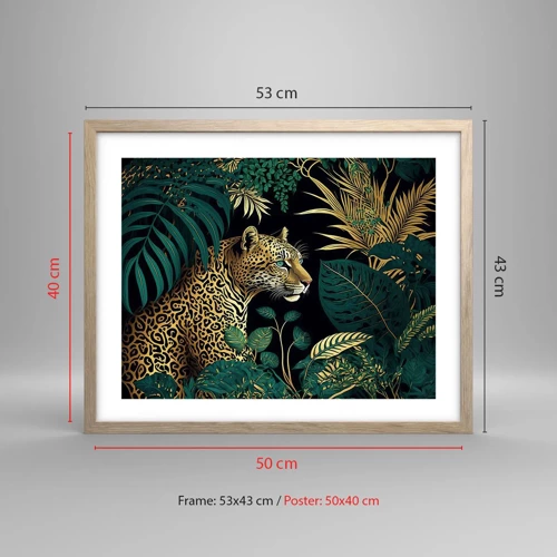 Plakát v rámu světlý dub - Domácí v džungli - 50x40 cm