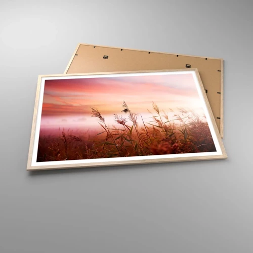 Plakát v rámu světlý dub - Draci, pampelišky a vítr - 100x70 cm