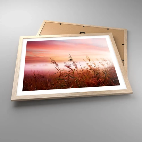 Plakát v rámu světlý dub - Draci, pampelišky a vítr - 50x40 cm
