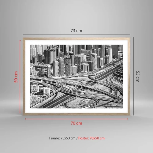 Plakát v rámu světlý dub - Dubaj – nemožné město - 70x50 cm