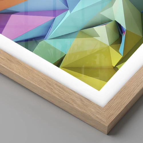 Plakát v rámu světlý dub - Duhové origami - 30x40 cm