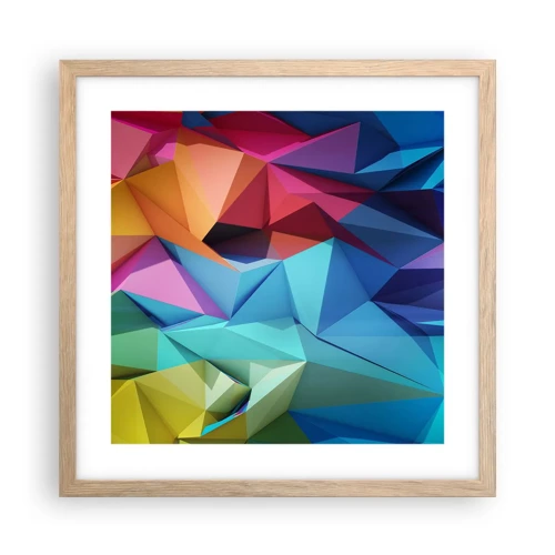 Plakát v rámu světlý dub - Duhové origami - 40x40 cm