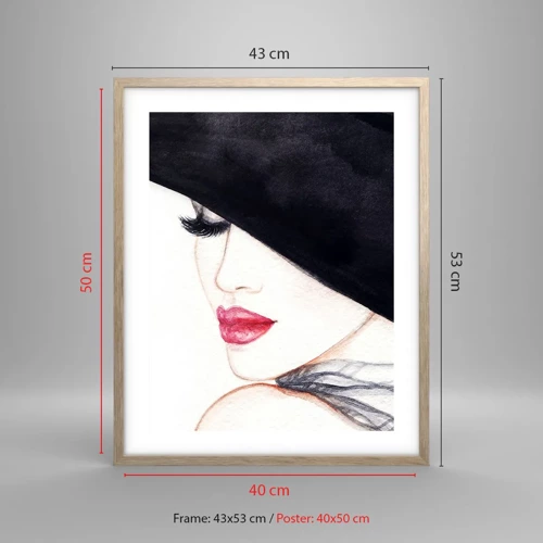 Plakát v rámu světlý dub - Elegance a smyslnost - 40x50 cm