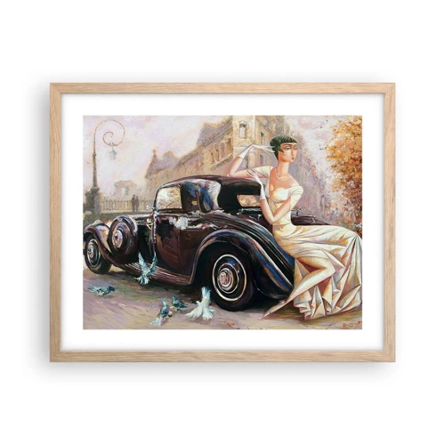 Plakát v rámu světlý dub - Elegance v retro stylu - 50x40 cm