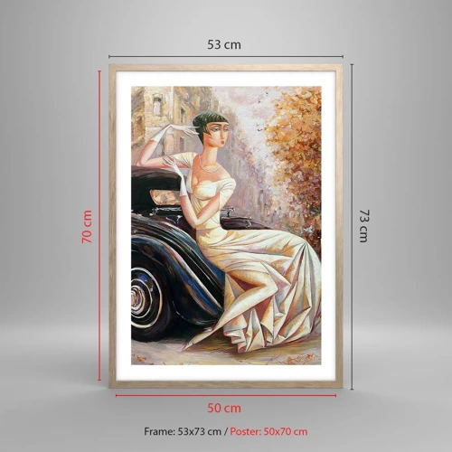 Plakát v rámu světlý dub - Elegance v retro stylu - 50x70 cm