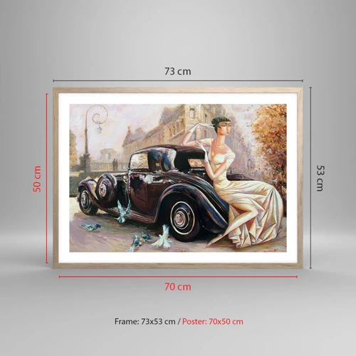 Plakát v rámu světlý dub - Elegance v retro stylu - 70x50 cm